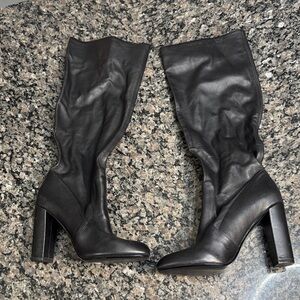 Steve Madden soft leather Black Heeled sock Boots NWOT 8